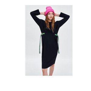 $40 NEW ZARA Black New Text Print Strap Casual Maxi Dress